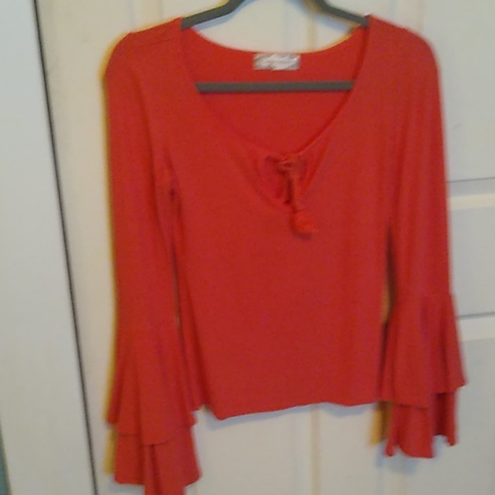 Peach flare sleeves, "Band of Gypsy's" top